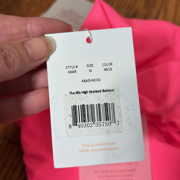 Andie Bikini Set Valencia Top 90s High Waisted Bottom Neon Pink size Medium NWT - Picture 8 of 10